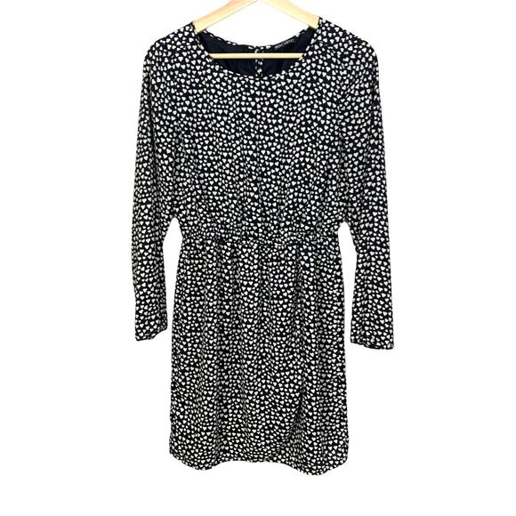 J Crew Tulip Hem Black White Heart Print Faux Wrap Dress 4 S Valentine's Day - Picture 2 of 10